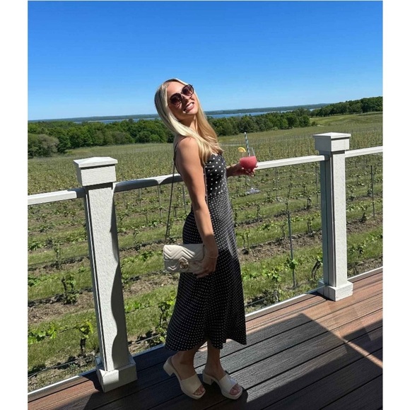 Women's Asymmetrical Midi Slip Dress - A New Day™ Black Polka Dots new - Picture 5 of 8